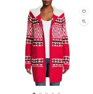 💋5/20 No Boundaries’ Juniors Faux Sherpa Hoodie Cardigan  Large